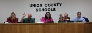 Union County School Board, L to R Janna D. Akins, Tony Hunter, Cynthia Odom, Keith Pottd, Patrick White.