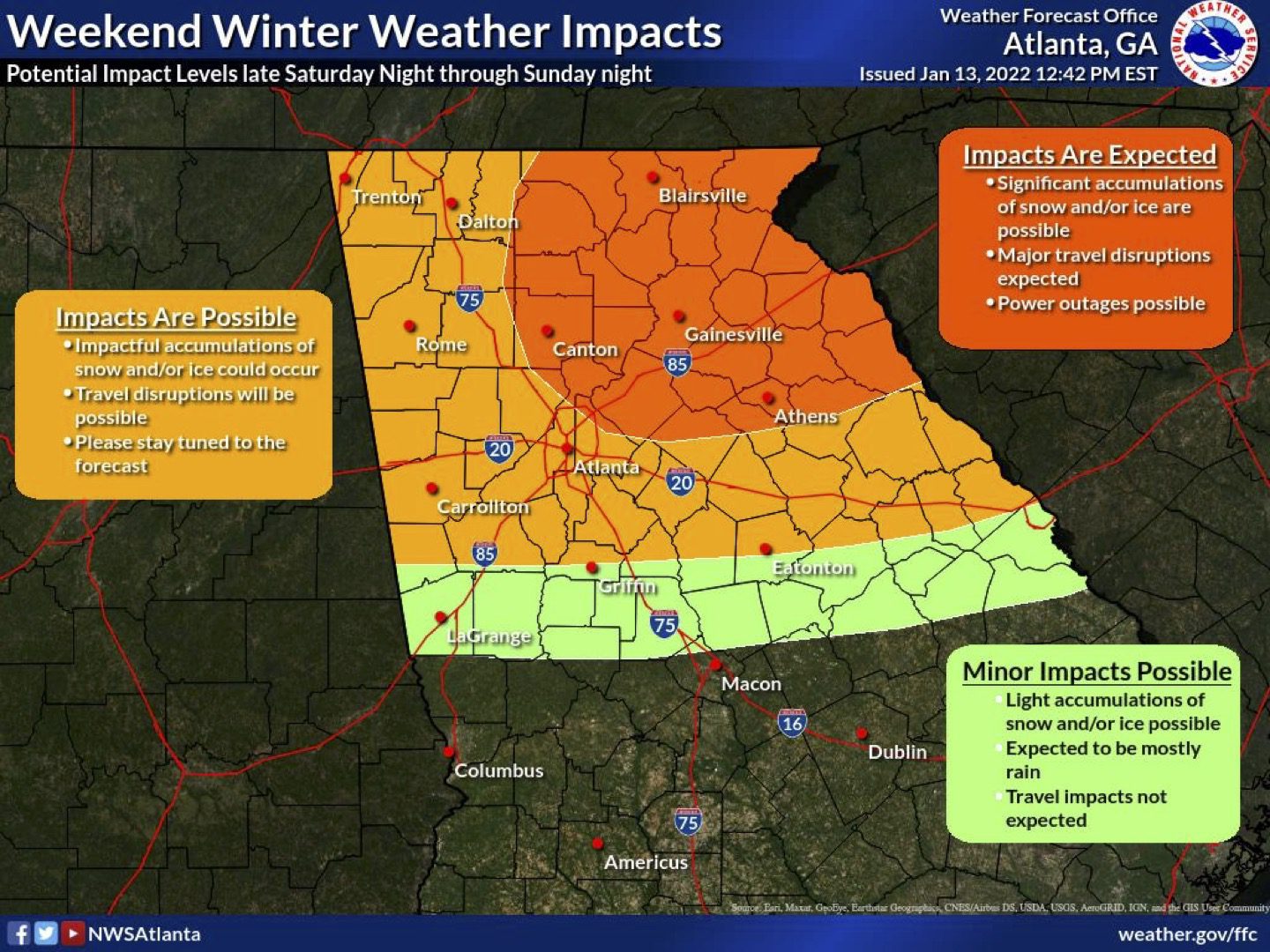 Winter weather impacts map